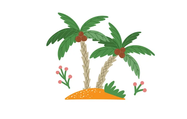 Kokospalmen isoliert auf weißem Hintergrund — Stockvektor