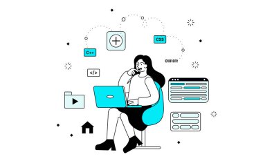 Web siteleri oluşturan genç bir kız
