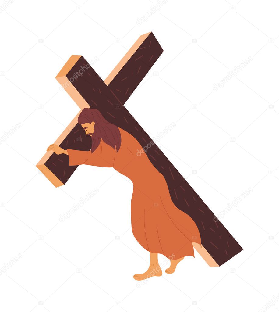 Jesus carries the cross to the crucifixion