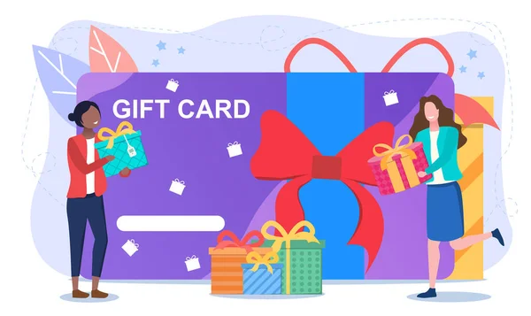 Compras concepto abstracto tarjeta de regalo. — Vector de stock