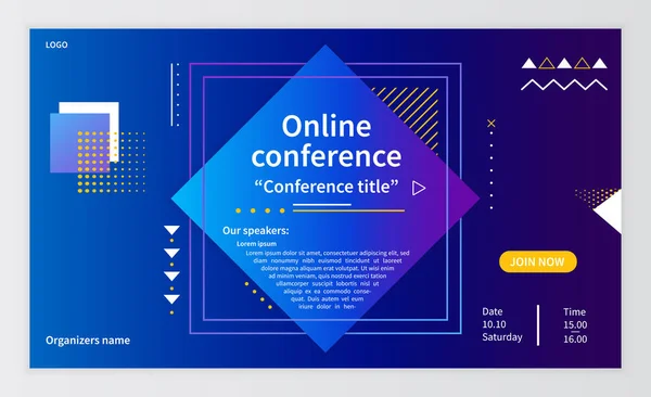 Online uitnodiging voor een conferentie banner — Stockvector