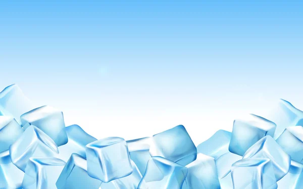 8 realistic ice cubes — Stock Vector