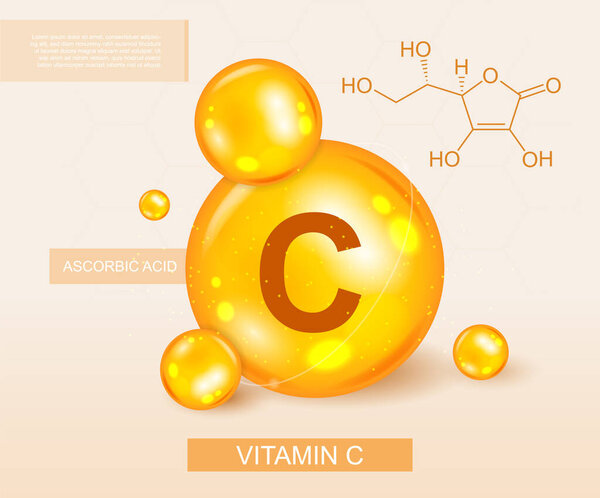 Colorful banner depicting vitamin C