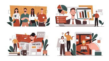 Renkli ofis hayatı kavramları dizisi