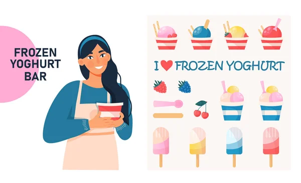 冷冻酸奶冰淇淋的概念 — 图库矢量图片