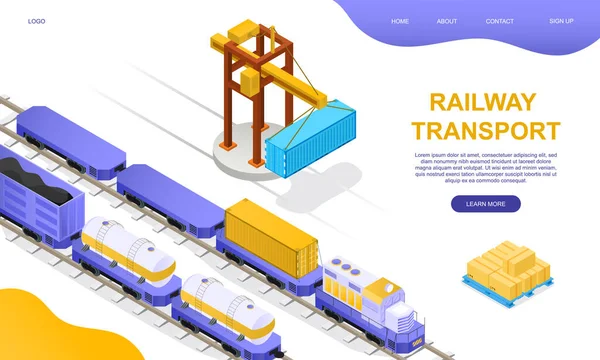 Koncepcja transportu kolejowego towarów — Wektor stockowy