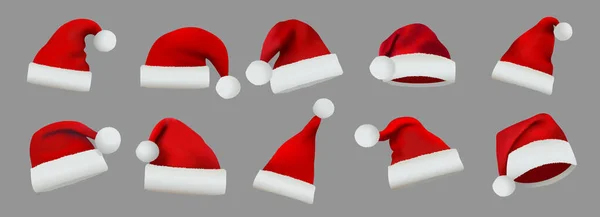 Collection de chapeaux de Père Noël rouge isolés — Image vectorielle