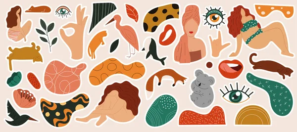 Set de autocolante abstracte la modă doodle art — Vector de stoc
