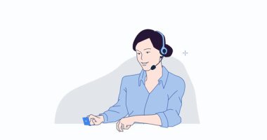 Çalıştırma Başlatılması Konsepti. Kadın finans danışmanıyla pankart taşımak müşterilerle iletişim kurmak, girişimcilere iş geliştirme konusunda tavsiyelerde bulunmak. Düz grafik çizgi film