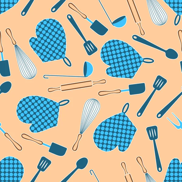 Bej arka planda mutfak malzemeleri dikişsiz desen