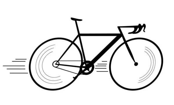 シンプルなシルエット高速ライディング自転車図面 — ストックベクタ