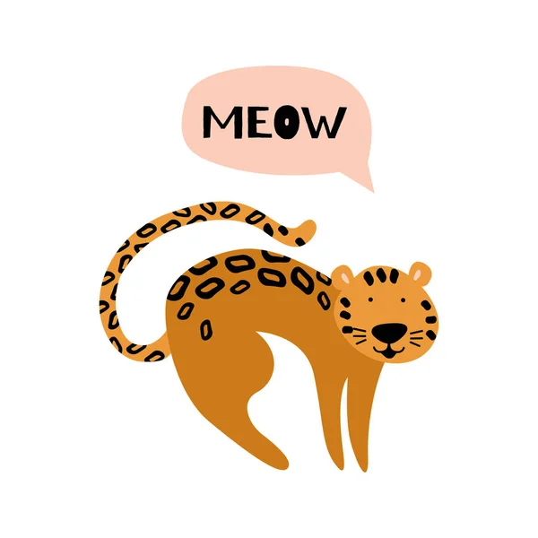 Cute and nice mewing leopard — Stock Vector