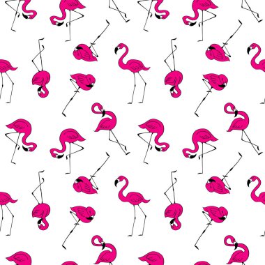 Sevimli pembe flamingolar ile dikişsiz desen