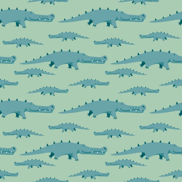 Modèle sans couture avec des crocodiles verts — Image vectorielle