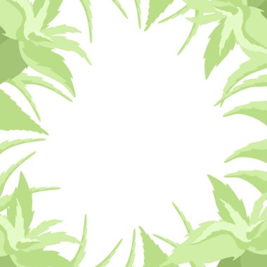 Aloe vera yaprakları ile dekoratif çerçeve