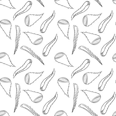 Elle çizilmiş aloe vera ile kusursuz desen