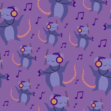 Müzik dinleyen farelerle kusursuz desen