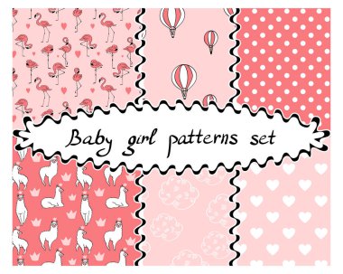 Bebek kız dikişsiz desenler seti