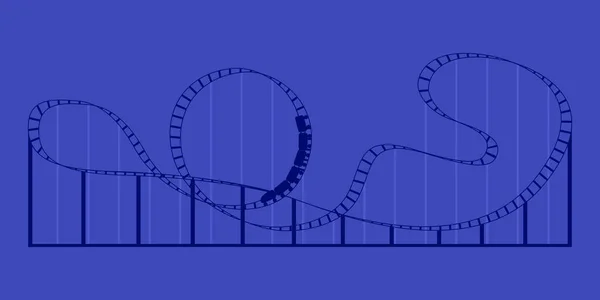 Silueta de montaña rusa sobre fondo azul — Archivo Imágenes Vectoriales