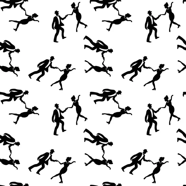Απρόσκοπτη μοτίβο με ζευγάρια που χορεύουν Swing — Διανυσματικό Αρχείο