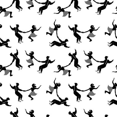 Çiftler dans salıncak ile dikişsiz desen.