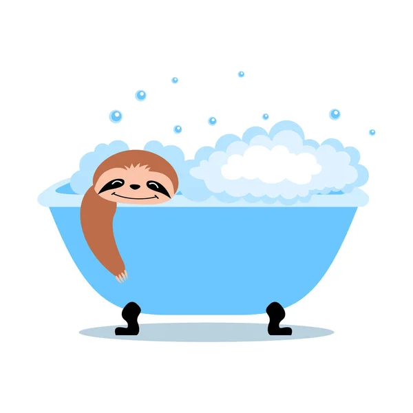 Cute cartoon sloth taking a bath — Stock Vector