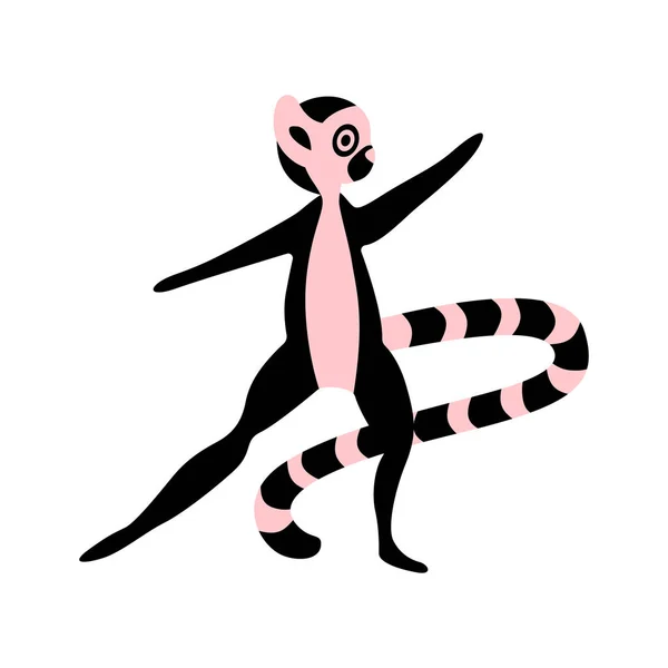 Sevimli karikatür dans lemur — Stok Vektör