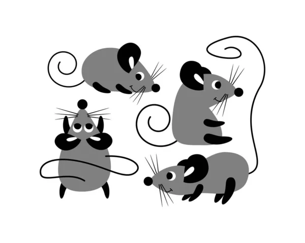 Cute cartoon mouse set — Stock Vector