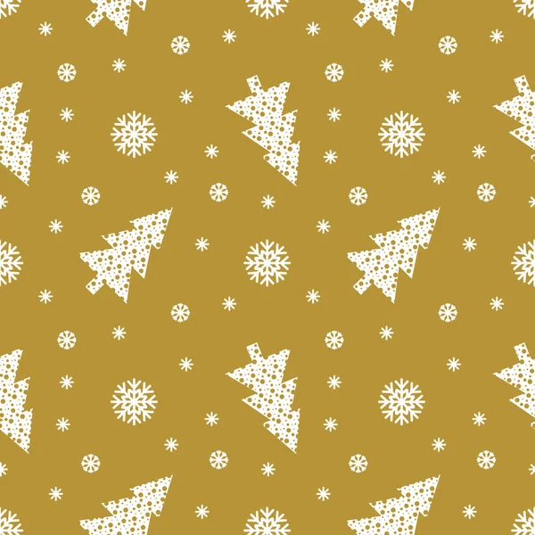 Patrón de Navidad con fondo dorado — Vector de stock