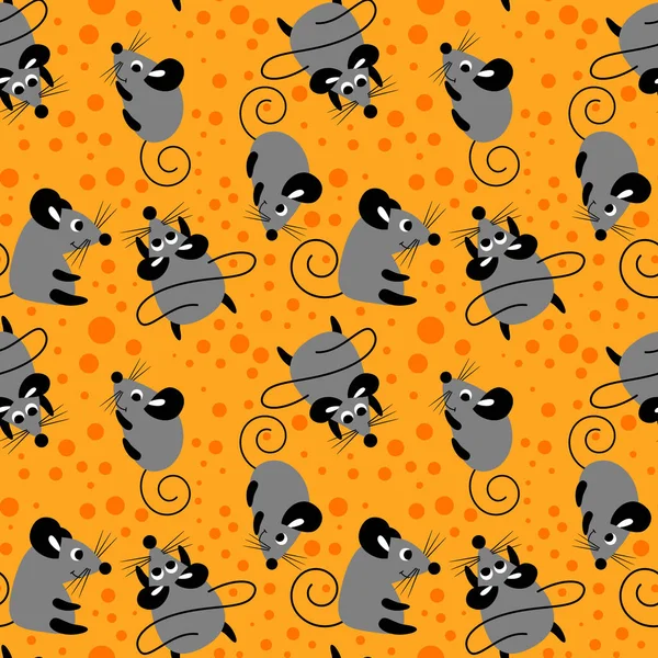 Zökkenőmentes minta aranyos kis patkányokkal — Stock Vector