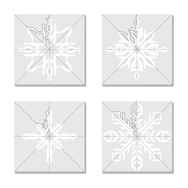Copos de nieve hechos a mano esquemas de corte — Vector de stock