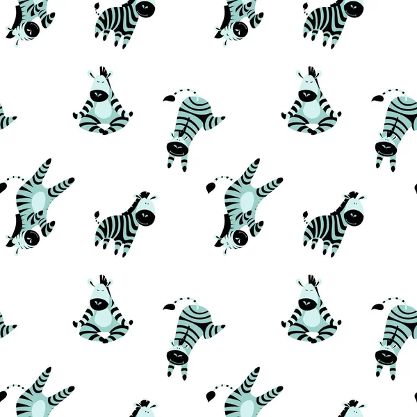 Bezešvé vzor s roztomilými a legrační zebry — Stockový vektor
