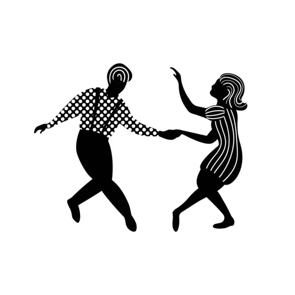 Swing dance pár lidí — Stockový vektor