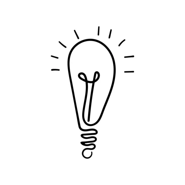 Elektrisches Glühbirnen-Doodle-Piktogramm — Stockvektor