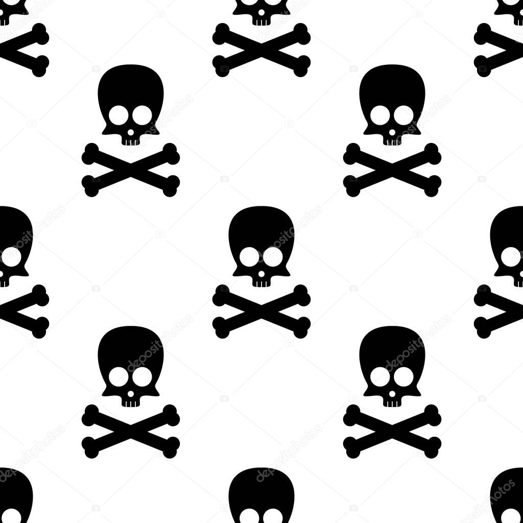 Cute skull and crossbones square seamless pattern