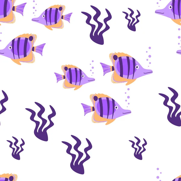 Рыба-бабочка с морскими водорослями — стоковый вектор