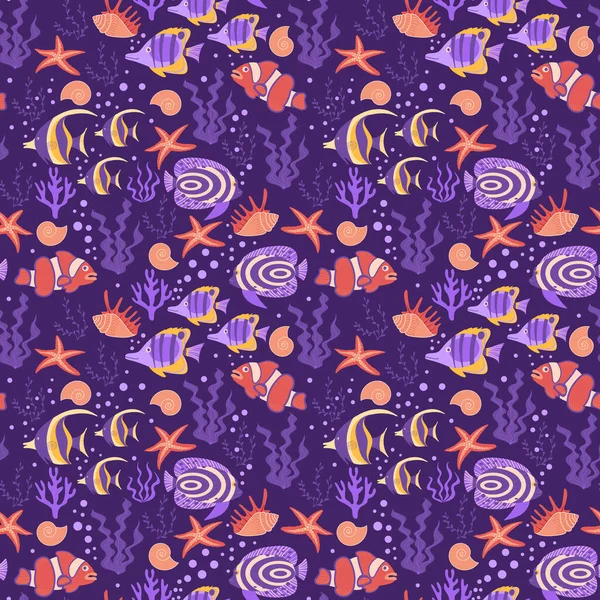 Poisson tropical motif sans couture — Image vectorielle