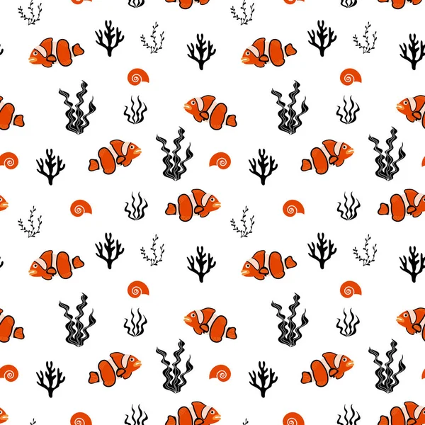 Modèle marin sans couture avec clownfish — Image vectorielle