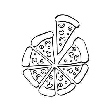 Beyaz arka planda izole edilmiş pizza dilimleri