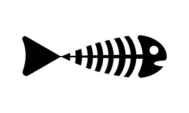 Beyaz zemin üzerinde balık kemikleri silueti izole