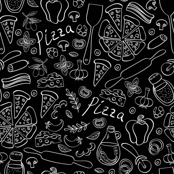 Pizza mano disegnato sfondo — Vettoriale Stock