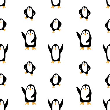 Çizgi film penguenleriyle kusursuz desen