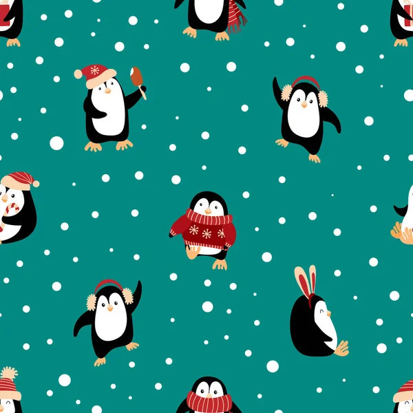 Sevimli penguenlerle Noel kusursuz desen