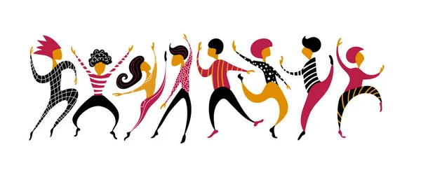 Gente bailando dibujada a mano — Vector de stock