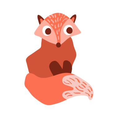 Koca gözlü, oturan tilki.