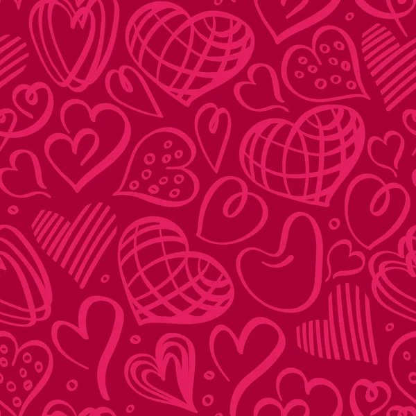 Απρόσκοπτη μοτίβο με σκίτσα σχήμα καρδιάς — Διανυσματικό Αρχείο