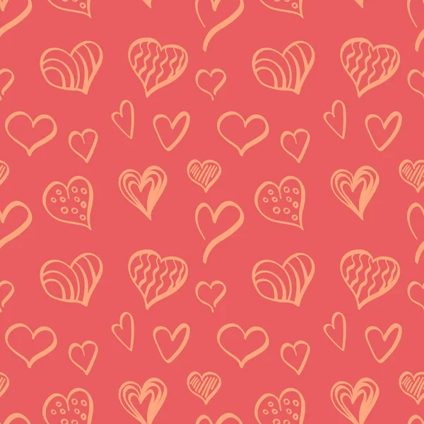 Hart vormen naadloos patroon op roze achtergrond — Stockvector