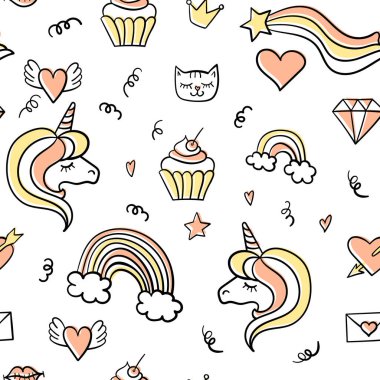 Şirin moda karalamaları olan hatunsal desenler.