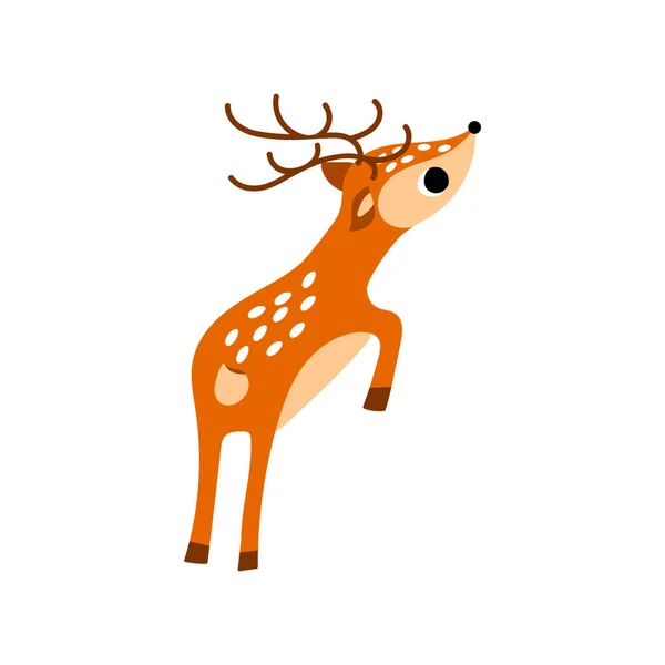 Cute cartoon jumping deer — Stock Vector