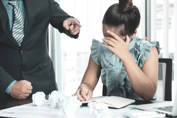 Young Businesswomen Acted Tired Stress Anxiety Frustrated Business Crisis Paperwork — Stock Photo, Image